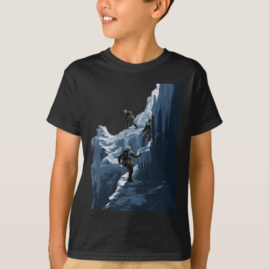 アイスクライミング アイスクライマー 凍った岩 雪山 Tシャツ (正面)