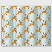 アイスクリスマスにゴールデントナカイの群れ ラッピングペーパー (フラット)