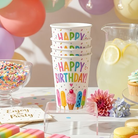 アイスクリムバースデーパーティ 夏の誕生日 紙コップ