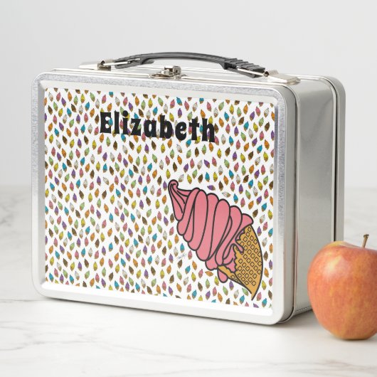 アイスクリーカラフルム – イチゴカスタム文字 メタルランチボックス (インサイチュ)