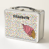 アイスクリーカラフルム – イチゴカスタム文字 メタルランチボックス (正面)