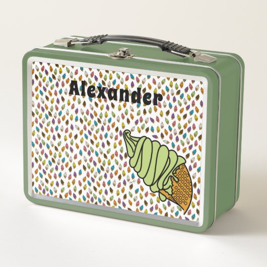 アイスクリーカラフルム – ピスタチオカスタム文字 メタルランチボックス (正面)
