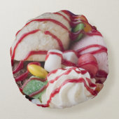 アイスクリームおよび甘いサンデーのトリオ ラウンドクッション (裏面)