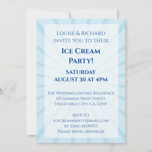 アイスクリームお祝いパーティー誕生日招待状 招待状 (裏面)