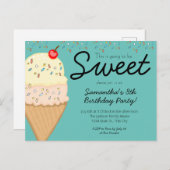 アイスクリームお菓子誕生会 インビテーションポストカード (正面/裏面)