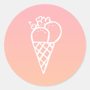 アイスクリームかわいいドードルパステルピンクパーティーフェイト ラウンドシール