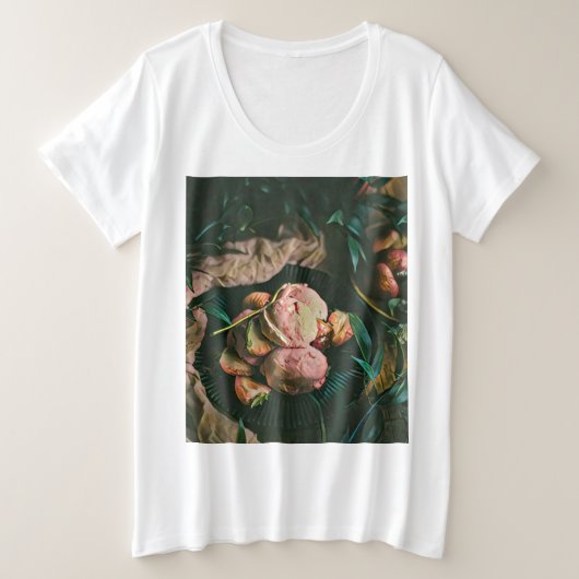アイスクリームがふりかかる プラスサイズTシャツ (デザイン正面)