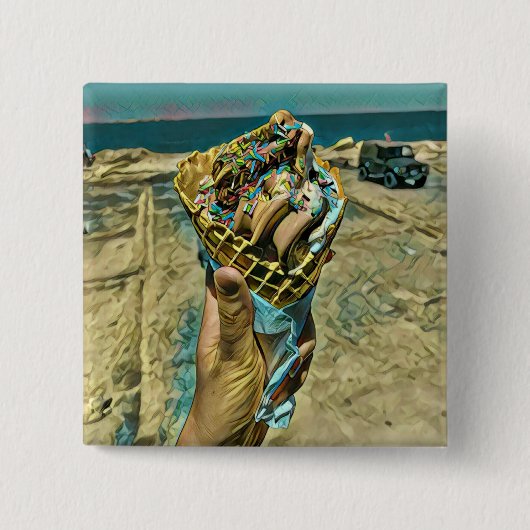 アイスクリームがふりかかる 缶バッジ (正面)