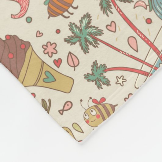 アイスクリームが付いている夏パターン フリースブランケット (角)