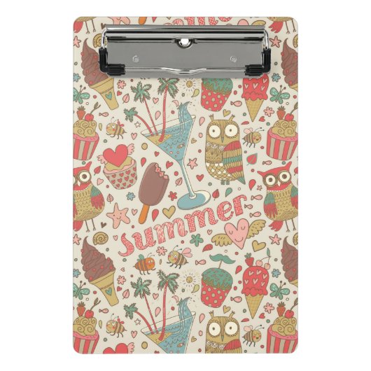 アイスクリームが付いている夏パターン ミニクリップボード (正面)