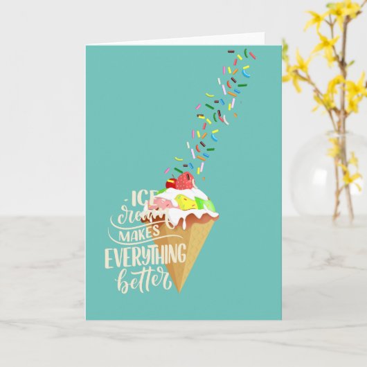 アイスクリームが全てを良くする カード (黄色い花)