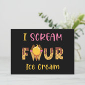 アイスクリームが大好きな子供の4歳の誕生日 招待状 (スタンド正面)