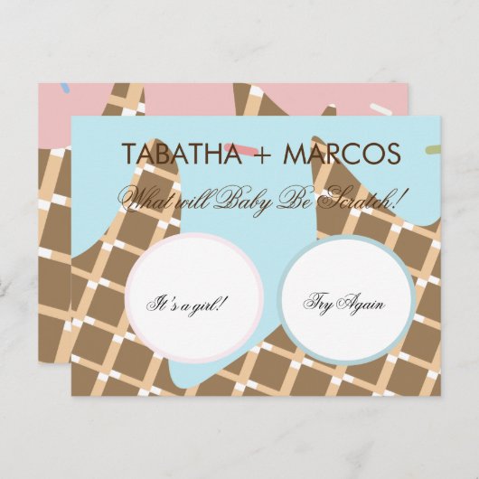 アイスクリームが水を滴らせる性別がDIYスクラッチカードを明らかに 案内ポストカード (正面/裏面)