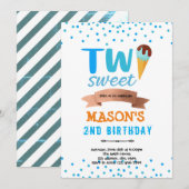 アイスクリームが2つも！甘い少年パーティー 招待状 (正面/裏面)