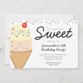 アイスクリームこれは甘い誕生日パーティーになる 招待状 (正面)