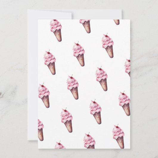 アイスクリームさくらんぼサマー誕生日 招待状 (裏面)