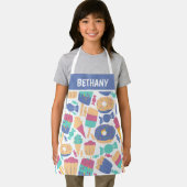 アイスクリームとキャンディーの夏の模様パーソナライズされた エプロン (インサイチュ)
