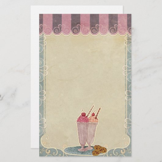 アイスクリームとクッキー文房具 便箋 (正面/裏面)