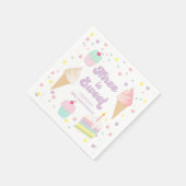 アイスクリームとケーキの3歳の誕生日 スタンダードカクテルナプキン (角)