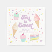 アイスクリームとケーキ10は甘い10誕生日 スタンダードカクテルナプキン (正面)