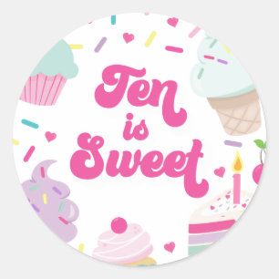 アイスクリームとケーキ10は甘い10誕生日 ラウンドシール