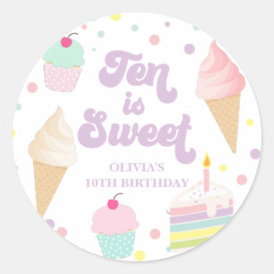 アイスクリームとケーキ10は甘い10誕生日 ラウンドシール