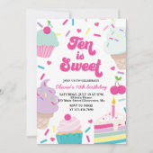 アイスクリームとケーキ10は甘い10誕生日 招待状 (正面)