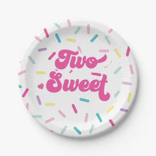 アイスクリームとケーキ2つの甘い2番目の誕生日 ペーパープレート (正面)