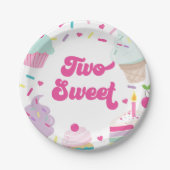 アイスクリームとケーキ2つの甘い2番目の誕生日 ペーパープレート (正面)