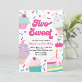 アイスクリームとケーキ2つの甘い2番目の誕生日 招待状 (スタンド正面)