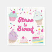 アイスクリームとケーキ3は甘い3歳の誕生日 スタンダードカクテルナプキン (正面)
