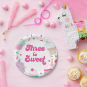 アイスクリームとケーキ3は甘い3歳の誕生日 ペーパープレート (パーティー)