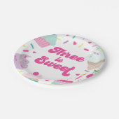 アイスクリームとケーキ3は甘い3歳の誕生日 ペーパープレート (アングル)