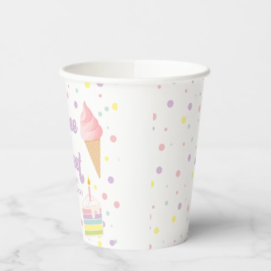 アイスクリームとケーキ3は甘い3歳の誕生日 紙コップ (左)