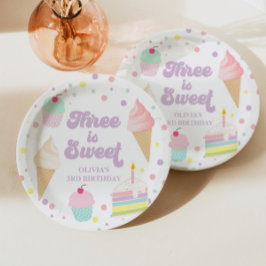 アイスクリームとケーキ3歳の誕生日 ペーパープレート