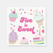 アイスクリームとケーキ5は甘い5誕生日 スタンダードカクテルナプキン (正面)