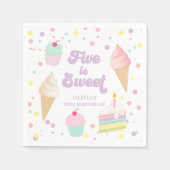 アイスクリームとケーキ5は甘い5誕生日 スタンダードカクテルナプキン (正面)