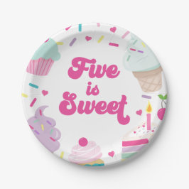 アイスクリームとケーキ5は甘い5誕生日 ペーパープレート