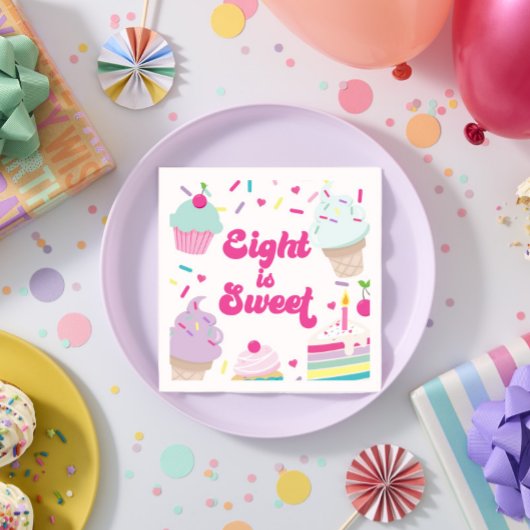 アイスクリームとケーキ8は甘い8誕生日 スタンダードカクテルナプキン
