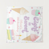 アイスクリームとケーキ8は甘い8誕生日 タペストリー (正面(横))