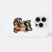 アイスクリームとサングラスをかけたかわいいアライグマ iPhoneケース (裏面横)