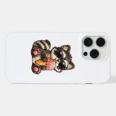 アイスクリームとサングラスをかけたかわいいアライグマ iPhoneケース (裏面横)