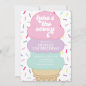 アイスクリームとスプリンクラスの誕生日招待状 招待状 (正面)