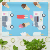 アイスクリームとトラックパターン キッチンタオル (折り畳み)