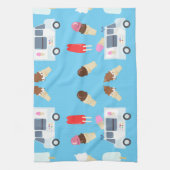アイスクリームとトラックパターン キッチンタオル (縦)