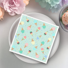 アイスクリームと振りかける甘い誕生日パーティーグリーン スタンダードランチョンナプキン