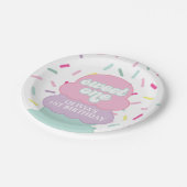 アイスクリームと振りかける甘い1歳の誕生日パップ ペーパープレート (アングル)