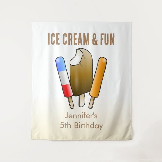 アイスクリームと楽しい誕生日 タペストリー (正面)