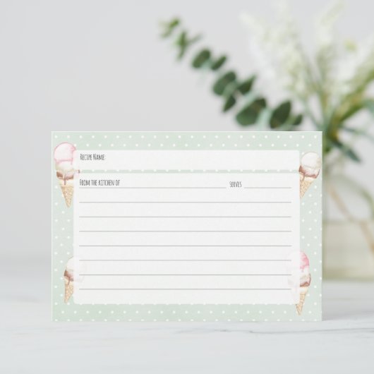 アイスクリームと水玉模様レシピカード エンクロージャーカード (スタンド正面)