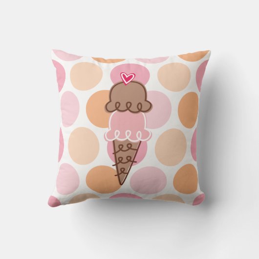 アイスクリームと水玉模様枕 クッション (裏面)